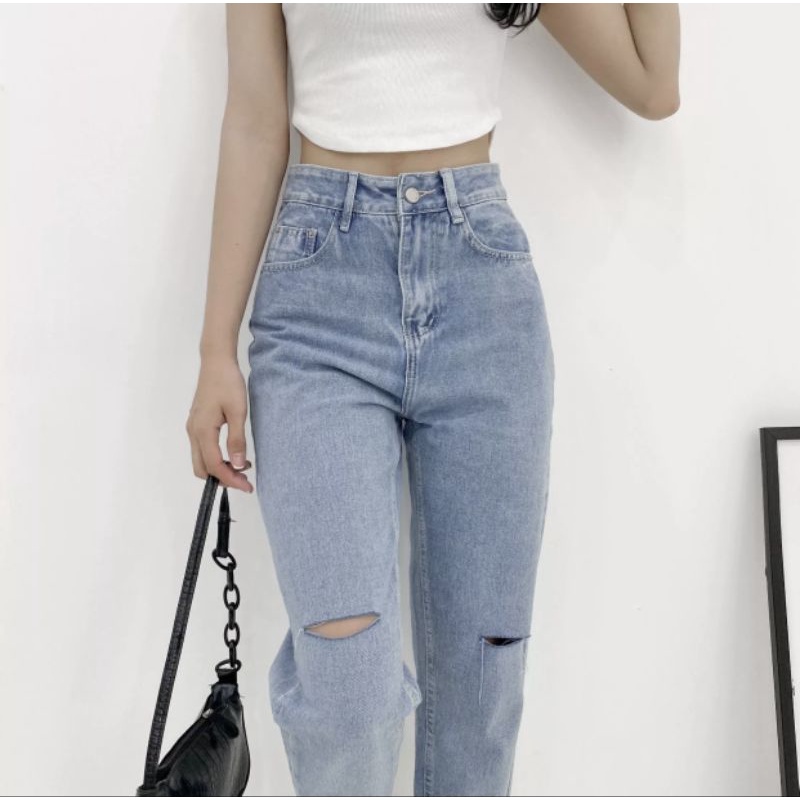 Quần baggi rách 2 gối
