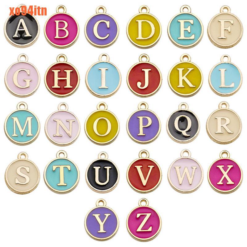CHARMS Bộ 26 Mặt Dây Chuyền Hình Chữ Cái Tiếng Anh Tráng Men 15x12mm
