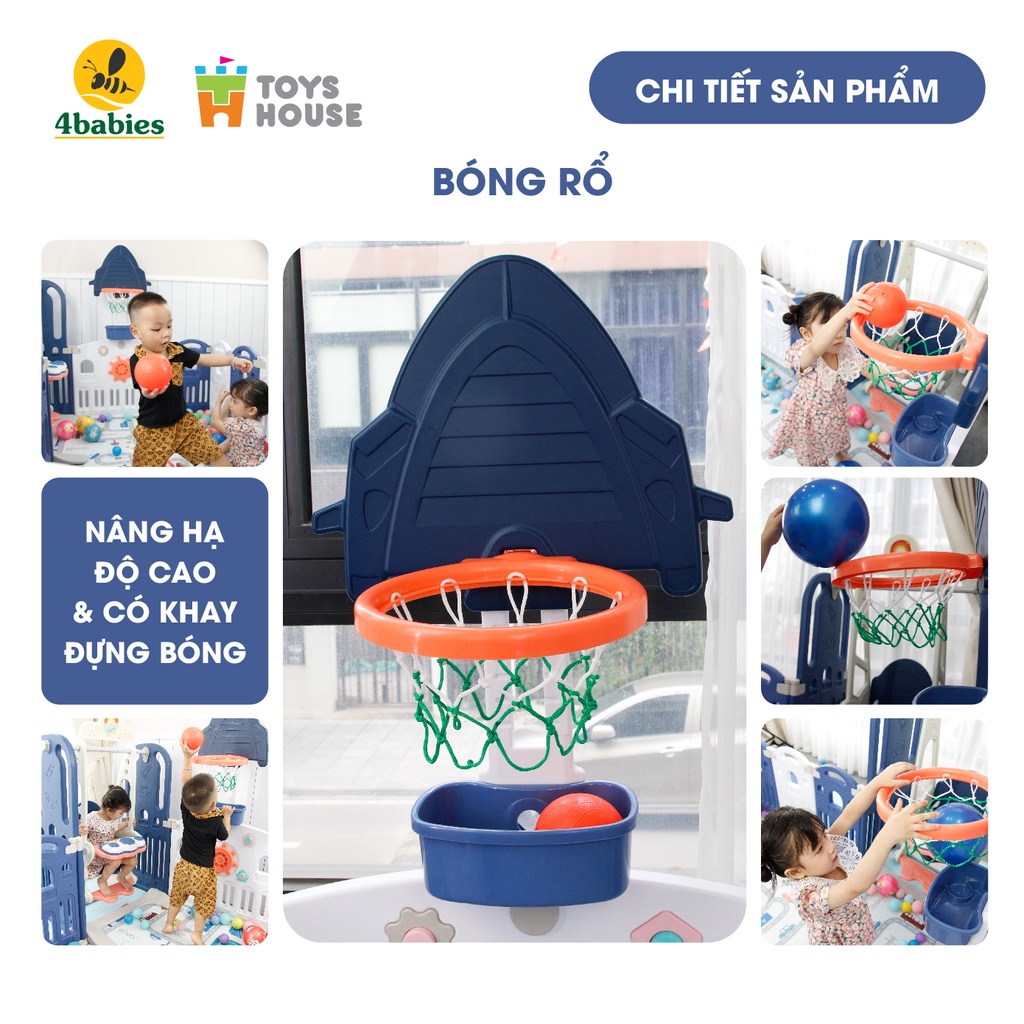 Quây bóng - combo đồ chơi vận động cho bé  cầu trượt,xích đu, cột bóng Toyshouse WM19086 tiêu chuẩn Châu âu