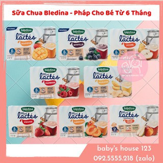 (Date t7-9/2021) Sữa Chua Bledina Pháp Nhiều Vị Cho Bé Từ 6 Tháng - Lốc 6 Hộp