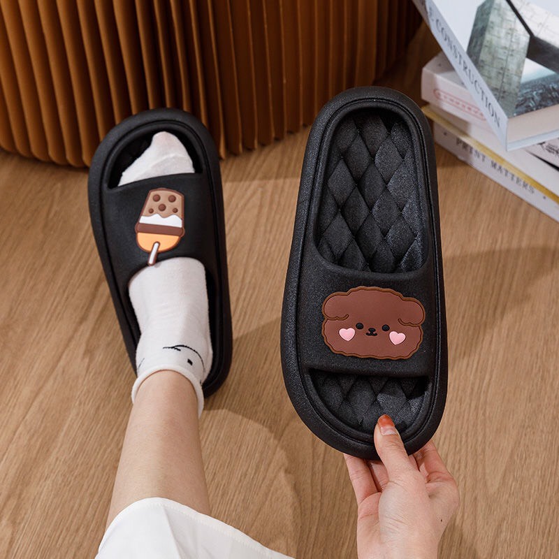 JY377-C3  - dép bánh mì đúc liền đế viền lưới chốg trơn