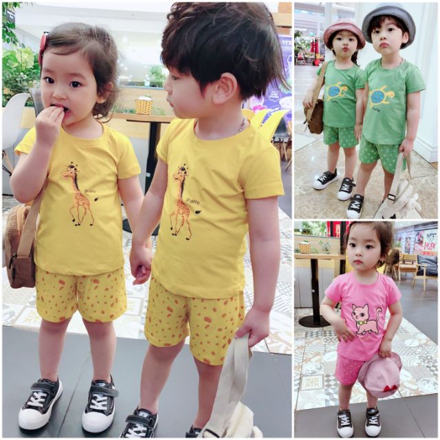 Bộ cotton chất đẹp cho bé tay ngắn