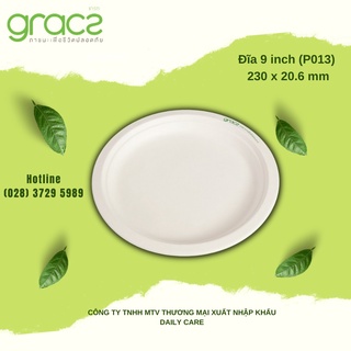 50 Đĩa tròn bã mía Thái Lan 9 inch (~23cm) - thương hiệu Gracz (màu trắng)