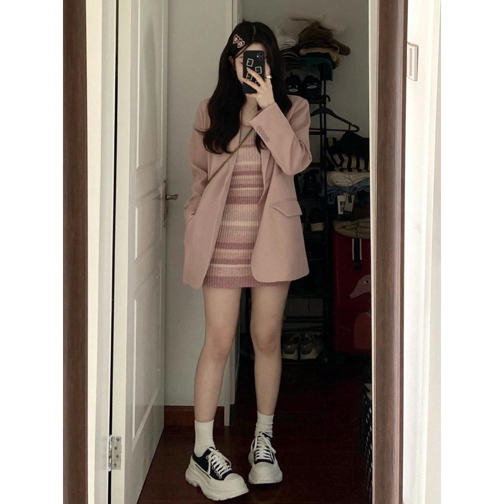 Váy Địu Dệt Kim / Áo blazer Hồng 68306