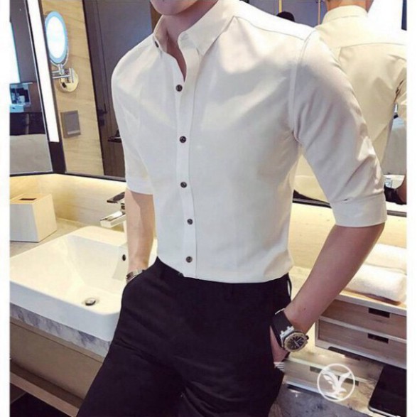 Áo sơ mi nam cao cấp - Chất liệu lụa , không nhăn, thoáng mát, thấm hút mồ hôi vip
