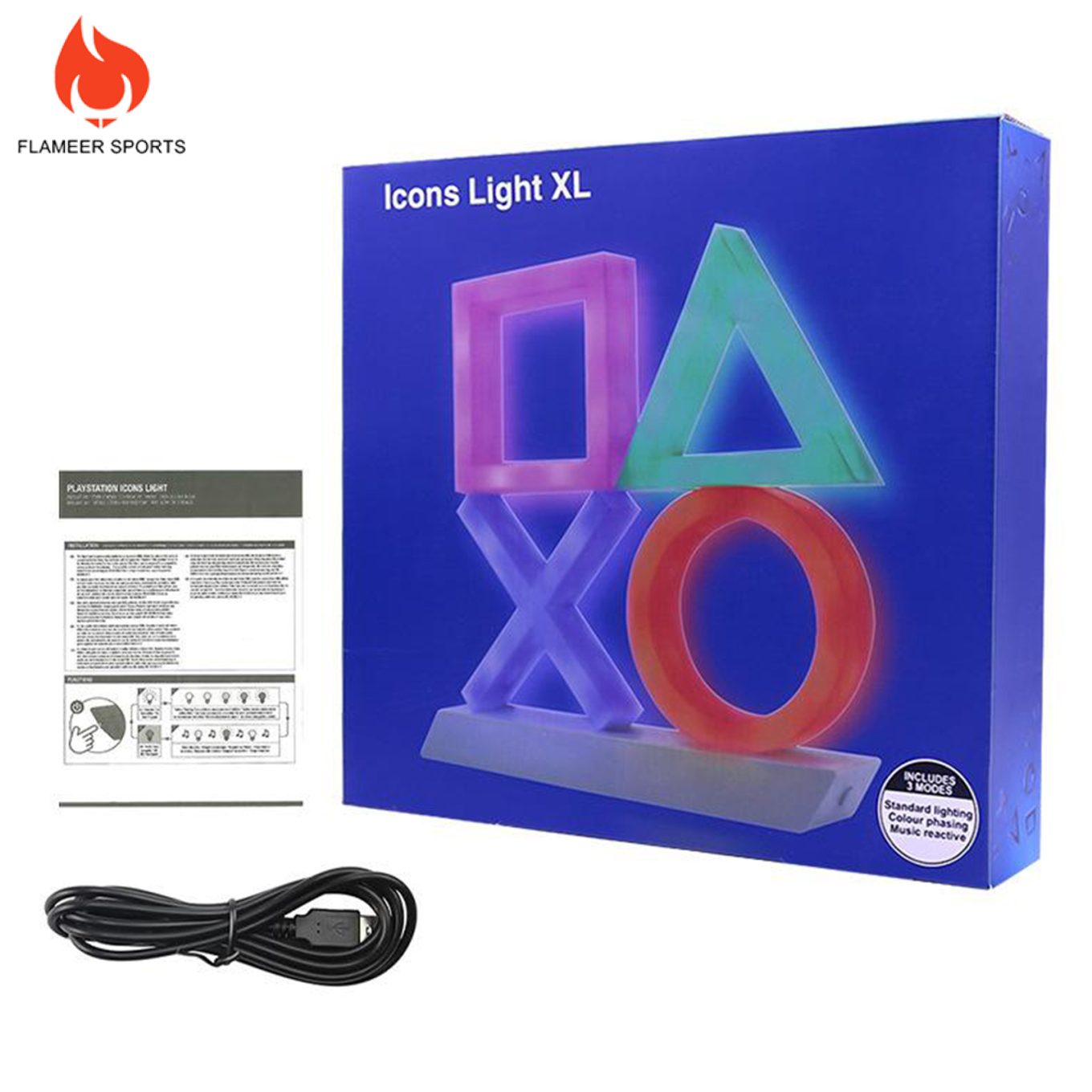 Flameer Sports Playstation Sign Voice Control Game Icon Light Dimmable Lamp Decor Ornament