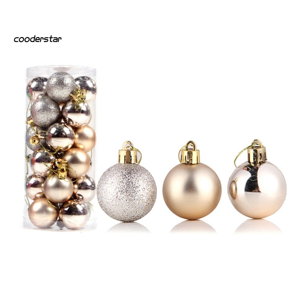 Bộ 24 trái châu chuyên dụng trang trí thông Noel 4/6/8cm