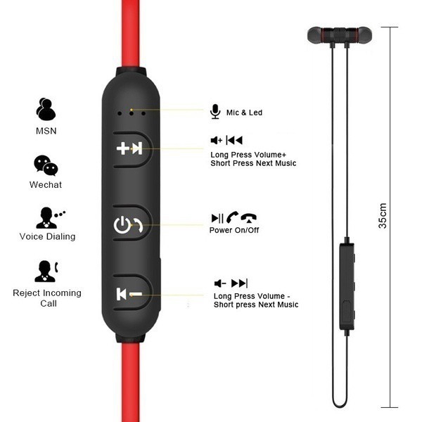 Magnetic Metal Sports Fitness Sweatproof Stereo Bass Noise Cancelling Wireless Bluetooth earphone