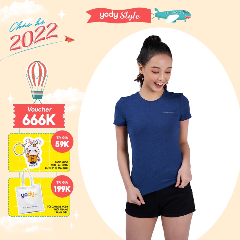 Áo thun thể thao nữ Melange Yody, áo thun cộc tay chất liệu cao cấp, thấm hút khử mùi cơ thể - STN5036
