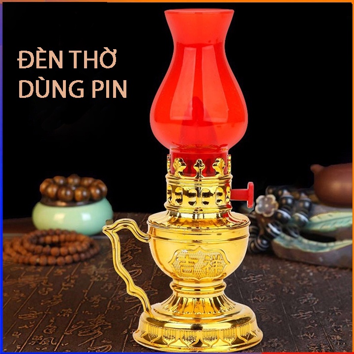 Đèn thờ vĩnh cửu,sử dụng pin, thiết kế cổ kính trang trí ban thờ gia tiên thần tài, Đèn pin hình nến ngọn đuốc FERADO