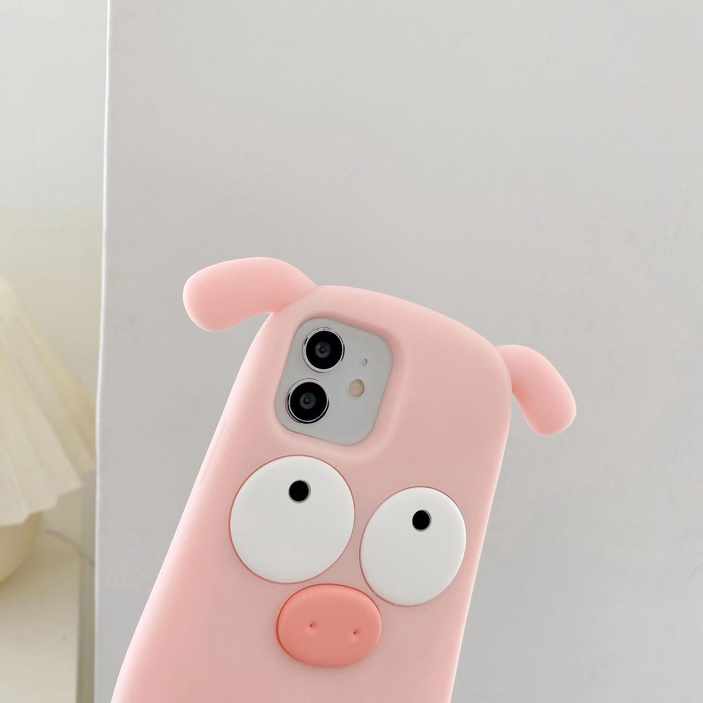 Hoạt Hình Ốp Điện Thoại Silicon Mềm Hình Heo Hồng 3d Cho oppo a3s a5 a12e a54 a55 reno 7z 6 a32 a53 2020