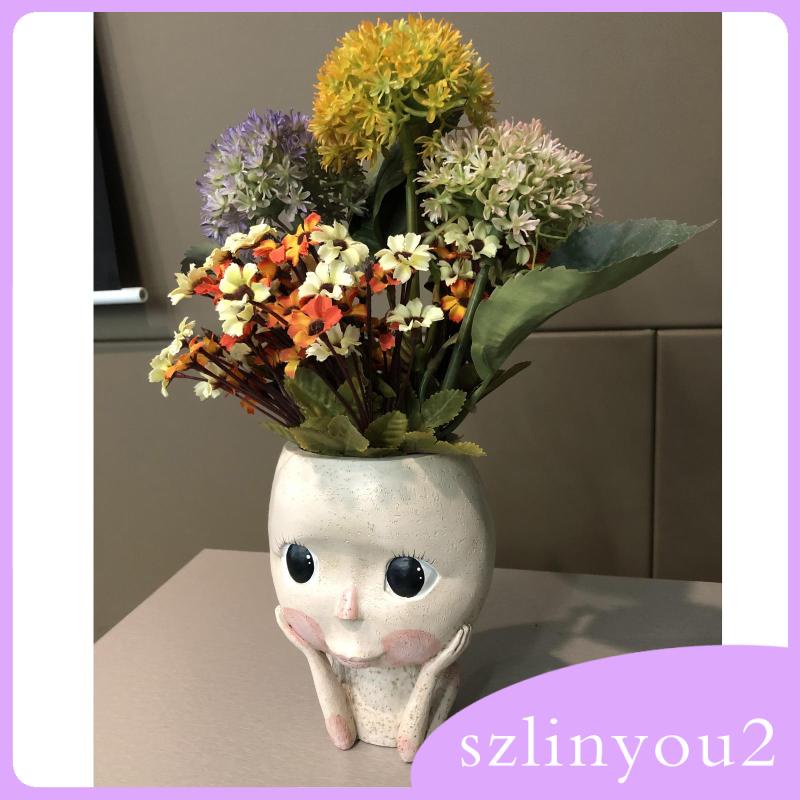 Chậu Hoa Resin Hình Khuôn Mặt Mắt To Nghệ Thuật