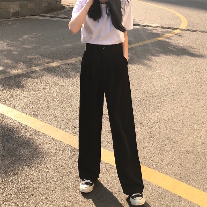 Quần ống rộng lưng cao theo phong cách retro Xiaozhainv | BigBuy360 - bigbuy360.vn