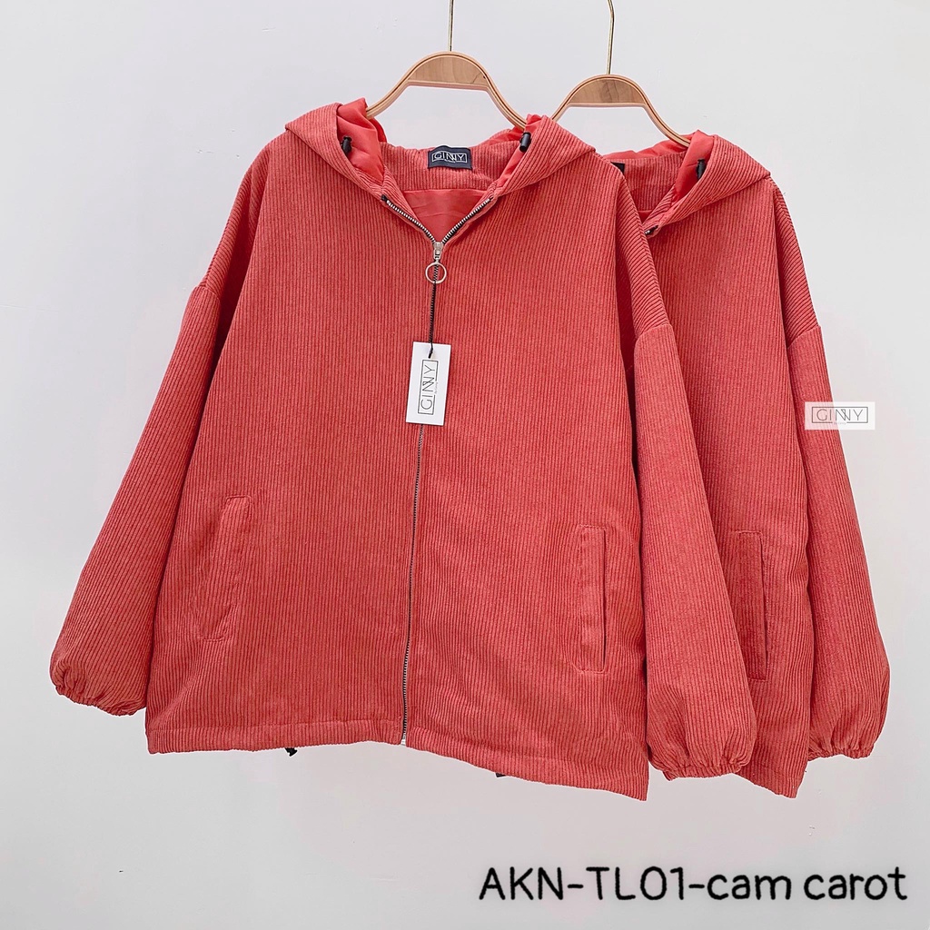 Áo Khoác Nhung Tăm Ulzzang 2 Lớp | Có Mũ | Form Rộng | GinHouse shop