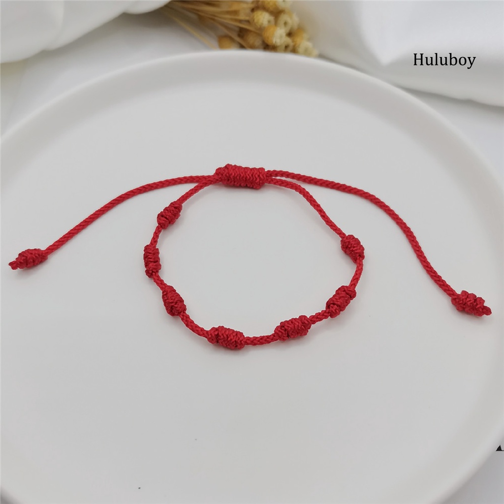 Bộ 2 Vòng Tay Bện Dây Đỏ May Mắn 7 Nút Bảo Vệ Trang Trí Năm Mới