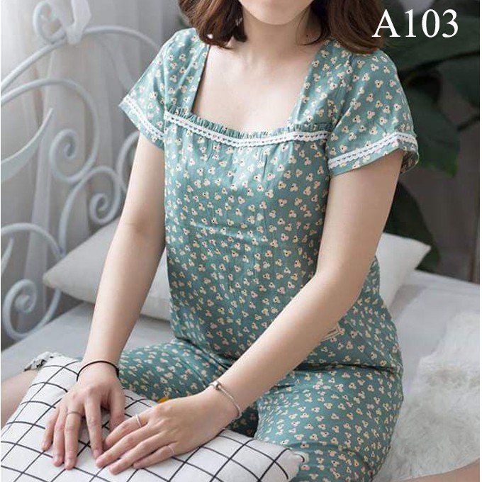 [BUNNYSKY] Đồ bộ mặc nhà hoa nhí lửng siêu đẹp, quần áo nữ sau sinh