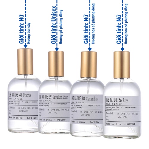 Nước hoa Kafeina Lab Nature 100ml hương thơm thanh mát hàng nội địa Trung
