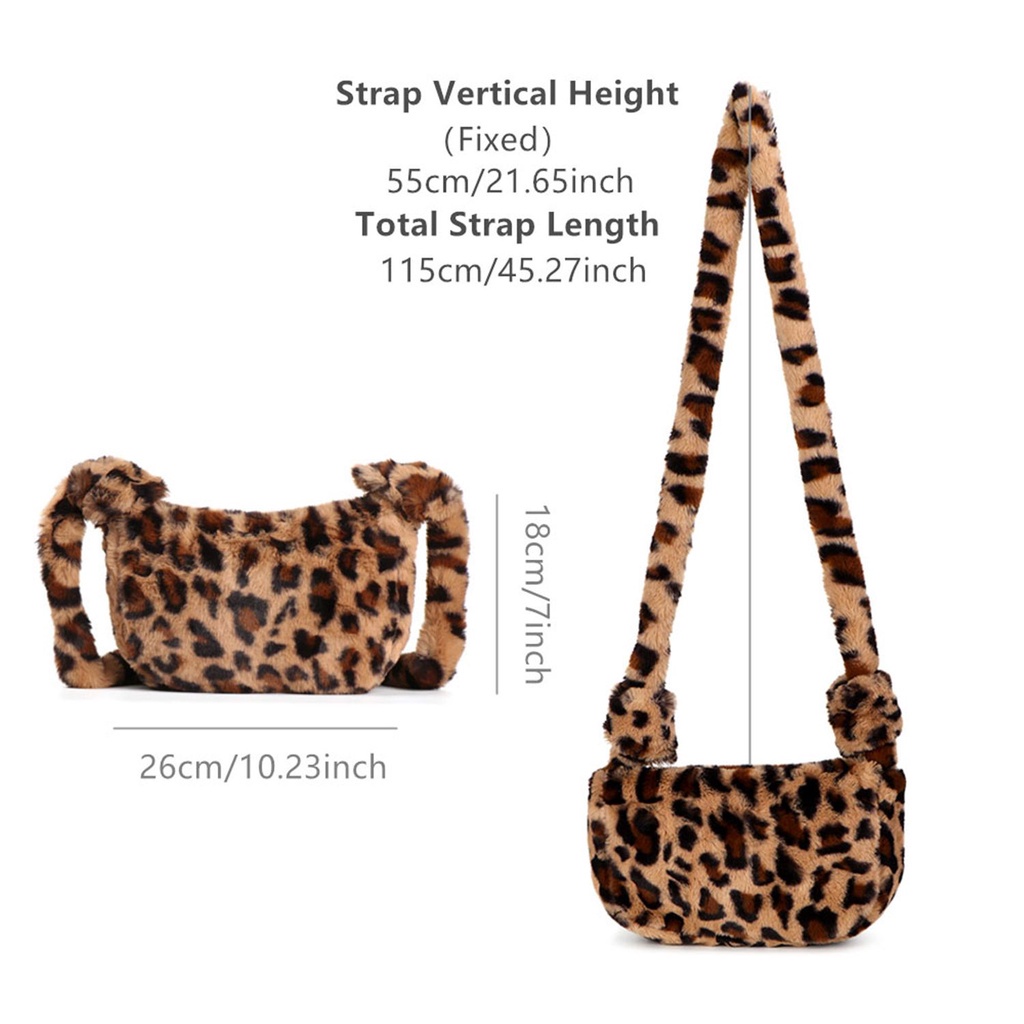 Túi xách đeo vai / nón tai bèo làm từ nhung mềm mại hoạ tiết da báo thời trang sành điệu cho nữ (có bán lẻ)