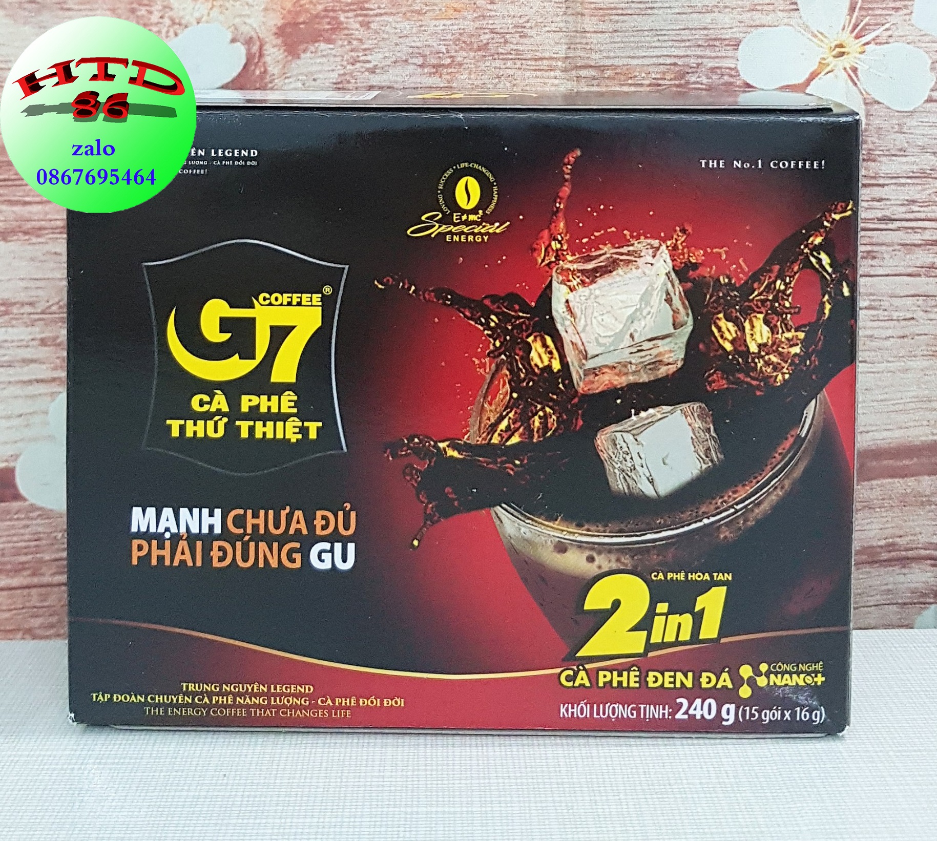 (Có tem xác thực) Cà phê đen đá G7 2in1 - cafe trung nguyên g7 hộp 15 gói