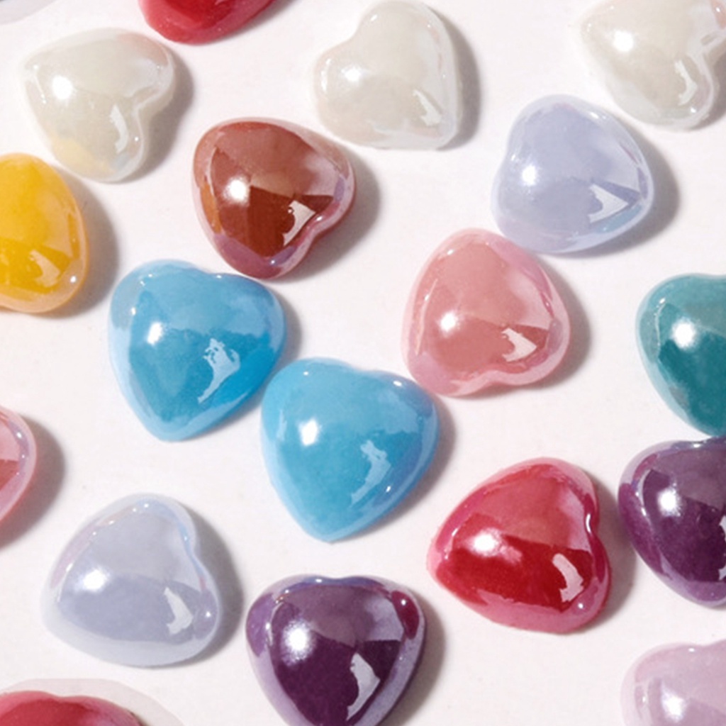 Set 50 Phụ Kiện Trang Trí Móng Tay Trái Tim Gốm Sứ 3D Dành Cho Nữ