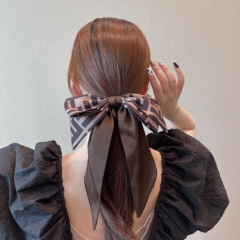 Dây buộc tóc hình nơ vải satin bản lớn phong cách Pháp thời trang cho nữ
