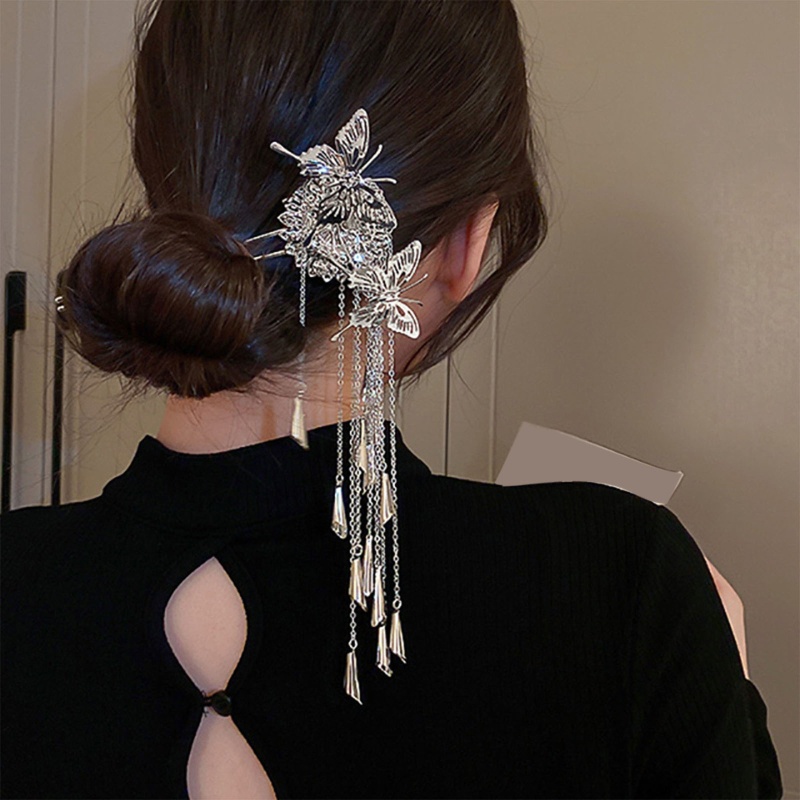 Trâm Cài Tóc Bằng Bạc Hình Hoa Bướm Cổ Điển Dành Cho Nữ