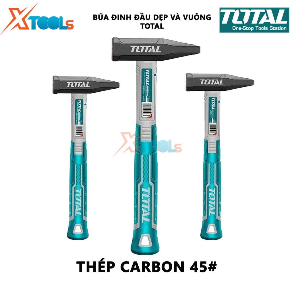 Búa đinh đầu dẹp và vuông TOTAL | búa đóng đinh trọng lượng 300 - 500g thép carbon 45#  [CHÍNH HÃNG] [XTOOLs]