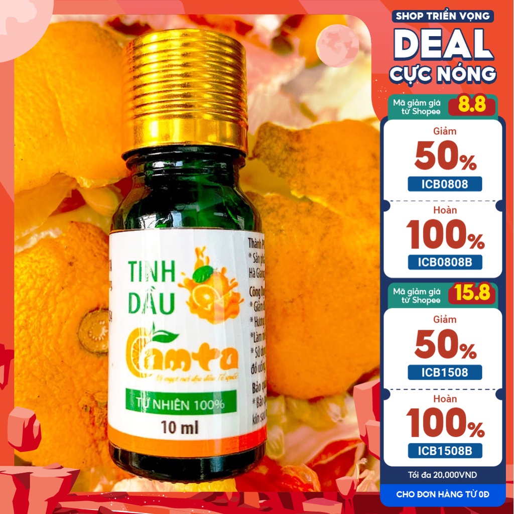 Tinh Dầu Cam Tự Nhiên Không Chất Tạo Hương, Kích Mùi. Dùng Thơm Phòng, Treo Xe OtO Lọ 10ml 100% Từ Cam Sành Hà Giang