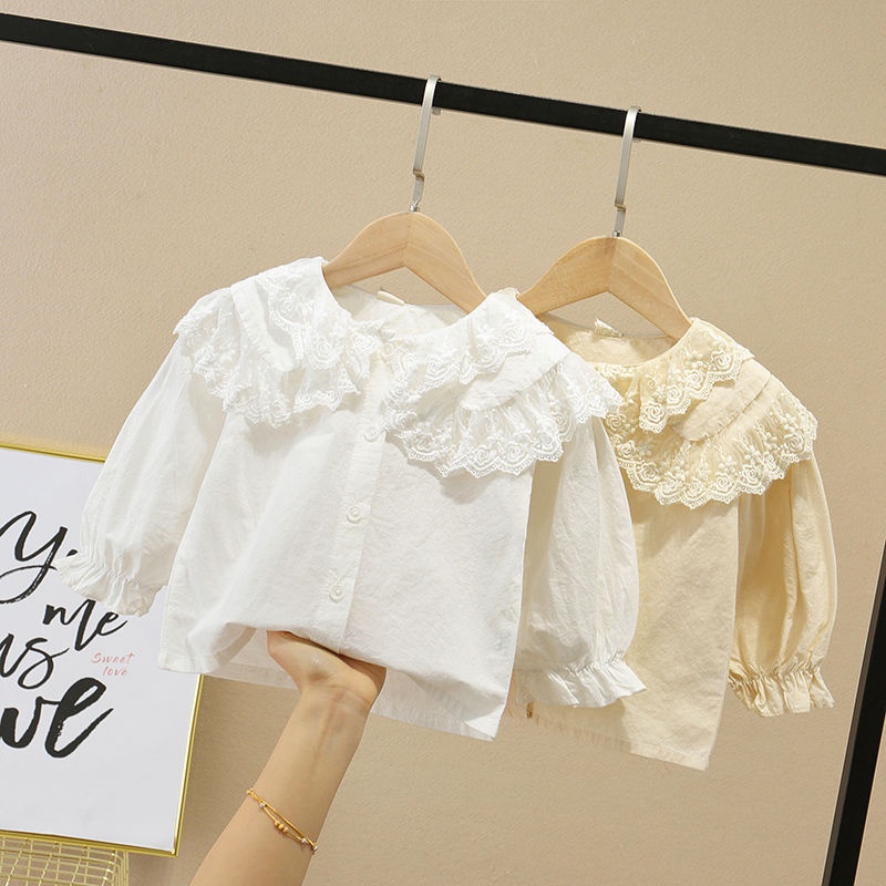 Áo sơ mi cotton tay dài thời trang xuân thu 2020 mới cho bé gái