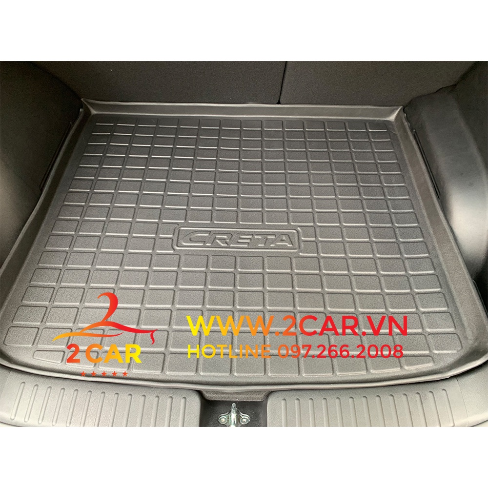 Lót cốp xe Huyndai Creta 2022- 2023 nhựa dẻo cao cấp, không mùi, không thấm nước - Mẫu không tai LCN-HU003