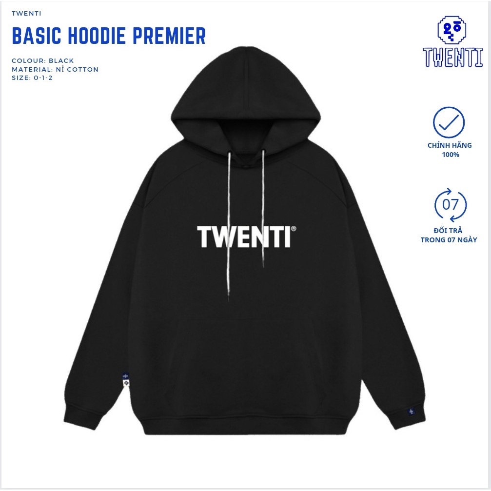 HOODIE TWENTI NỈ BÔNG FONT CHỮ MỚI NĂNG ĐỘNG