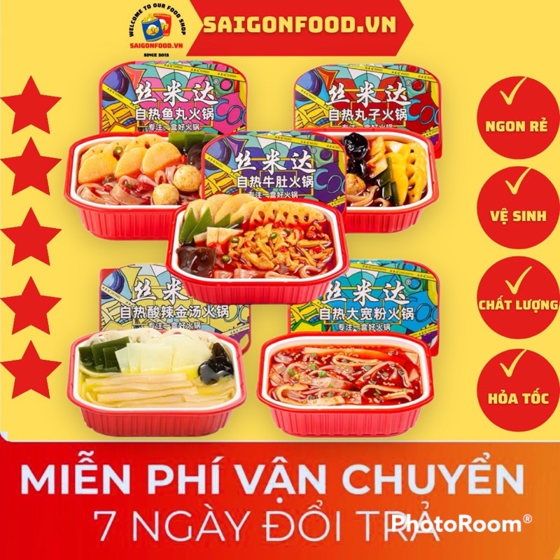 Lẩu Tự Sôi Trùng Khánh Ăn Liền Nhiều Vị Tự Chọn [Gà Cay_Bò Cay_Cá Viên] Hộp Siêu To 250Gr Nhiều Topping Ăn Kèm Thơm Ngon