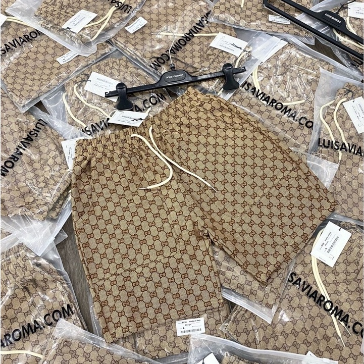 Quần Đùi Nam GC cao cấp. Quần ngố GUCCI vàng - xám cho Nam Cực Chất - MINH TÂY STORE