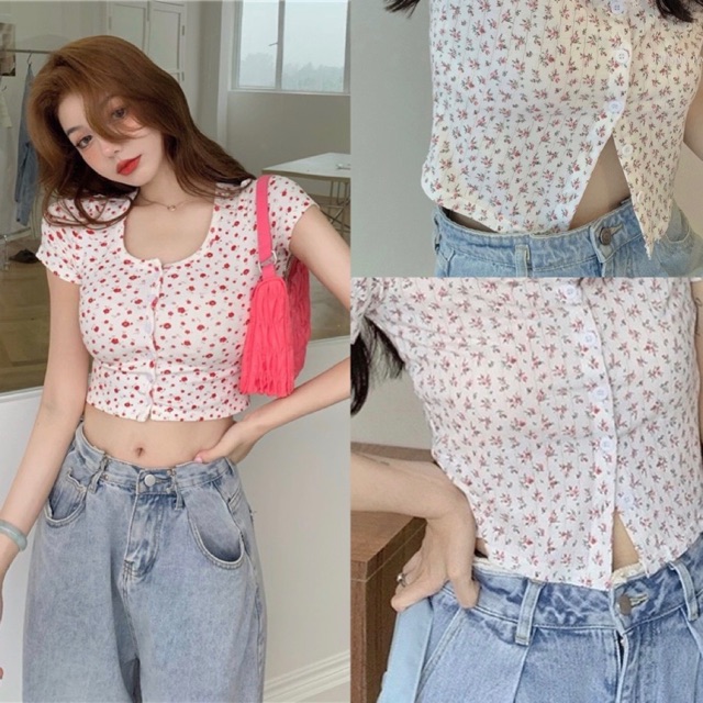 ÁO CROPTOP HOA 35-45KG