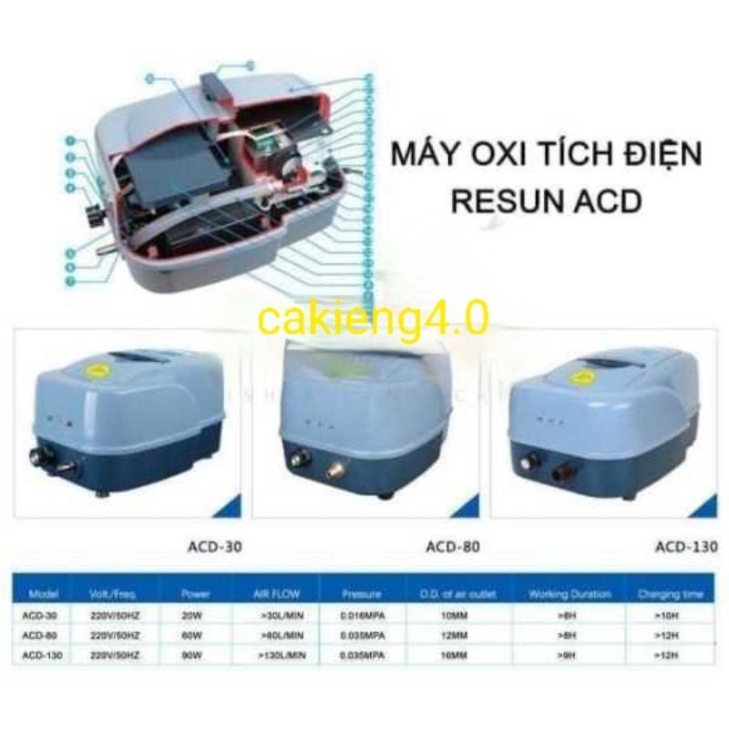 Máy oxy tích điện siêu êm Resun ACD-30  cho hồ Koi