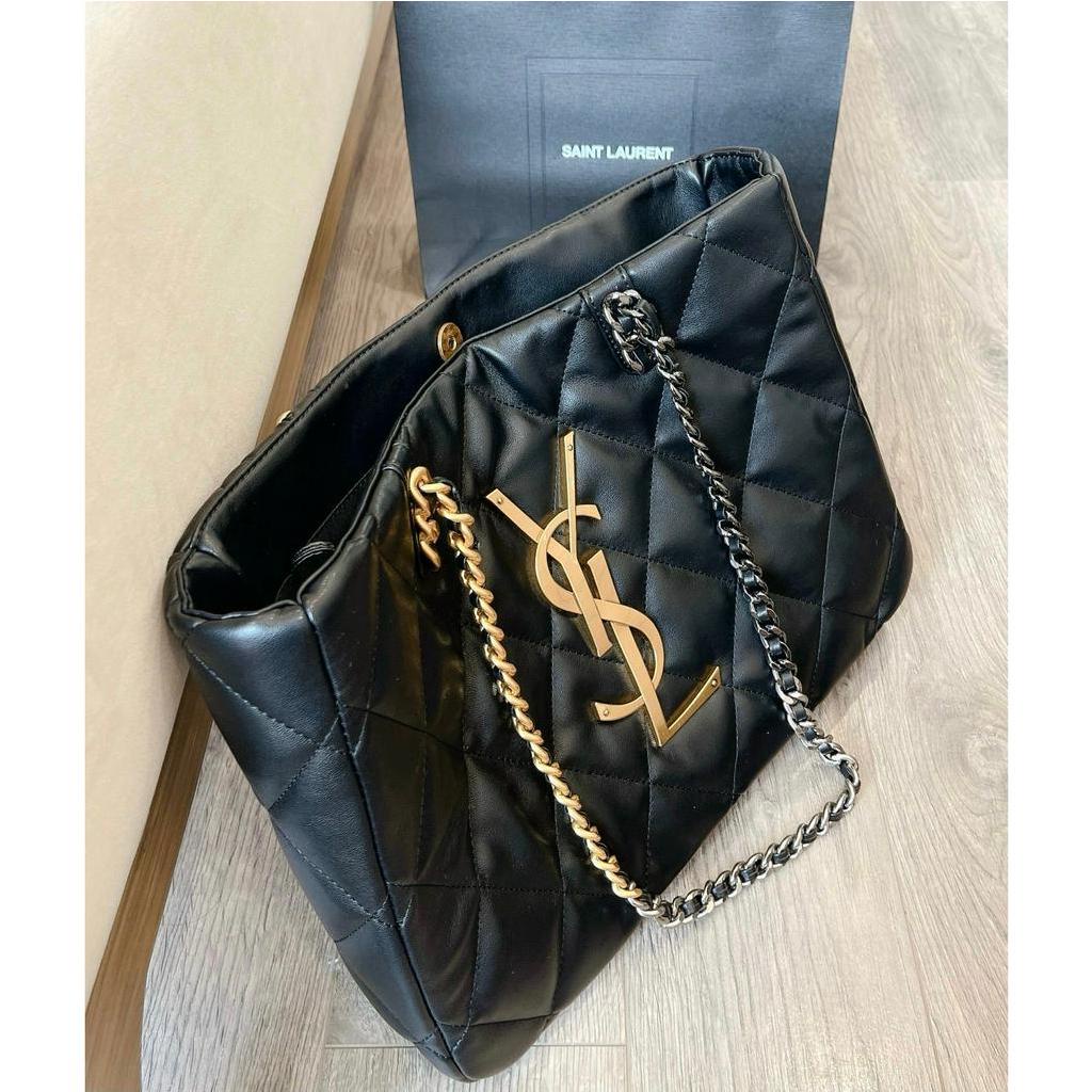 Túi Tote Shopping Bag Saint Laurent Chần Ô Trám Da Thật Full Box Size 28 35
