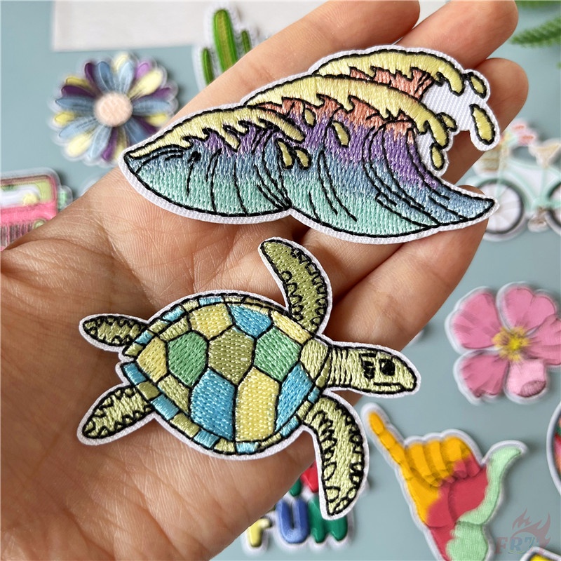 ♥ Good Vibes - Miếng Vá Ủi Quần Áo VSCO Girl ♥ 1 Huy Hiệu Ủi Thêu Hình Cầu Vồng Hoàng Hôn