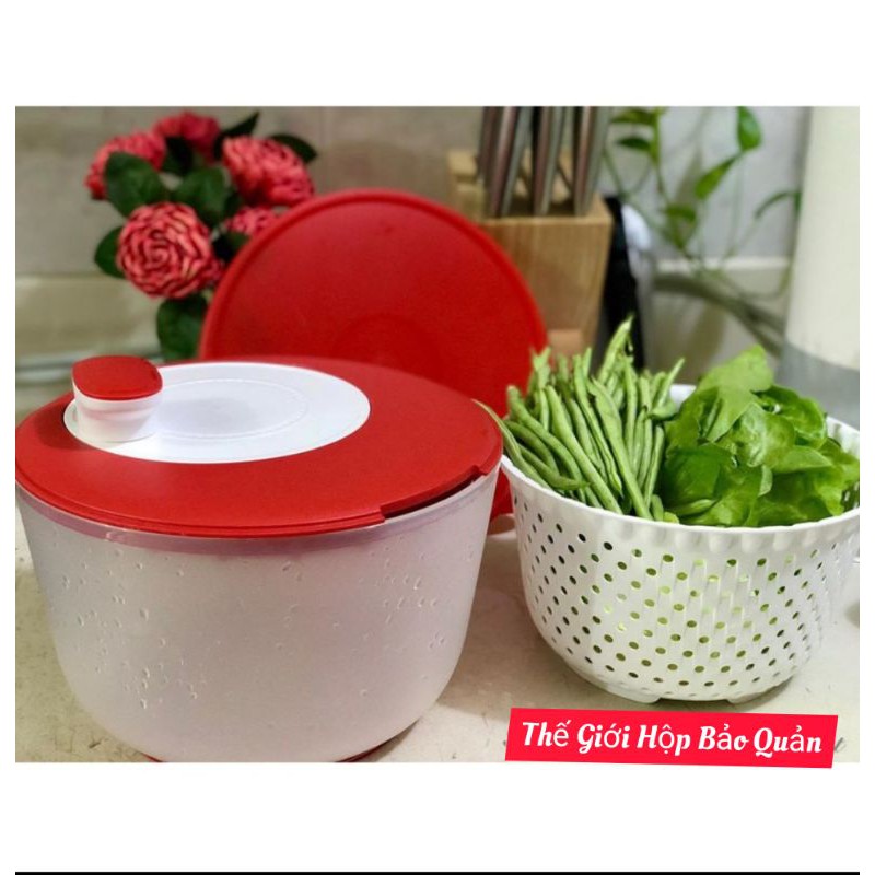 Dụng cụ quay rau Tupperware💕Freeship💕Spinning Chef 3.9L tặng kèm 1 hộp trữ mát cao cấp 1.8L Ventsmart