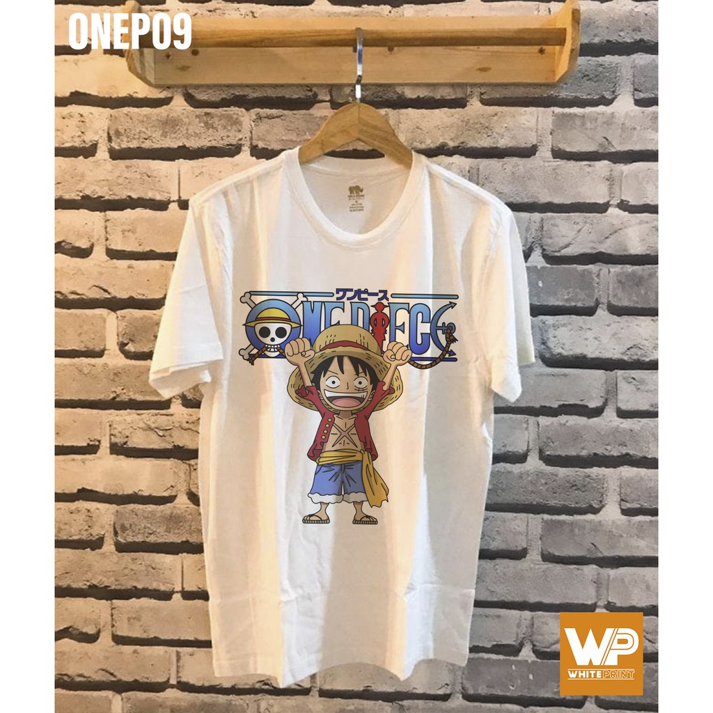 Áo thun unisex hình One Piece Đảo hải tặc Mũ rơm Luffy vải co dãn tốt có size trẻ em