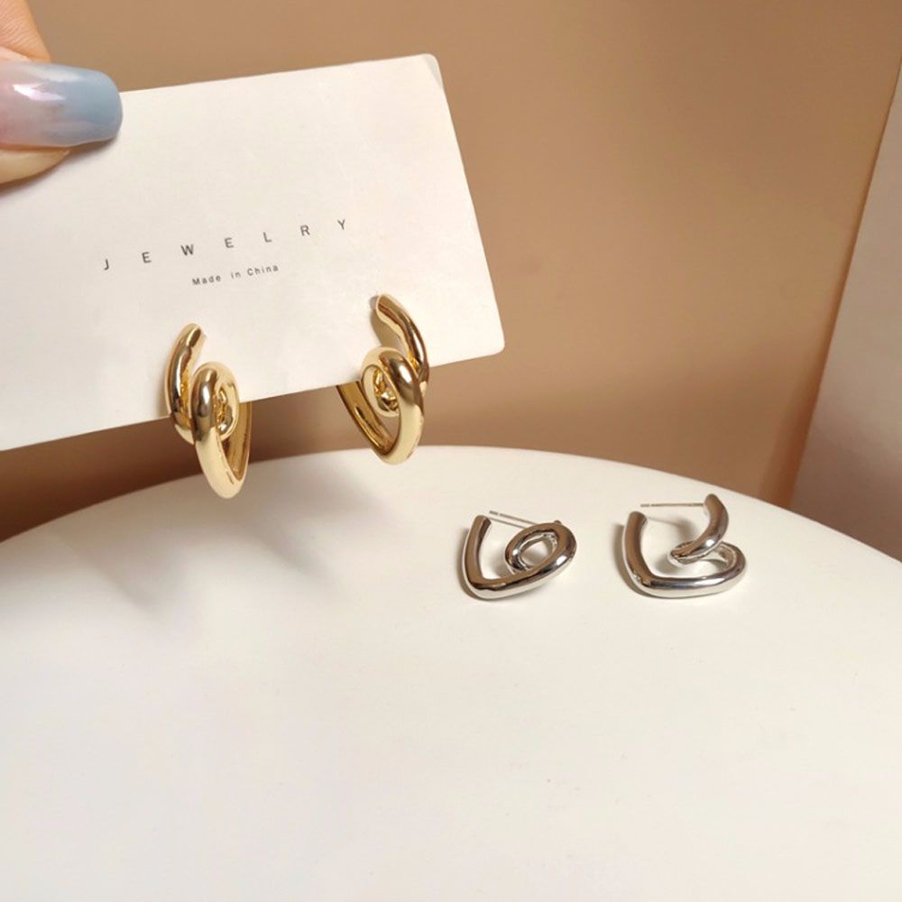 Khuyên Tai Hình Trái Tim Xoắn Ốc Màu Bạc Lãng Mạn Thời Trang Cho Nữ