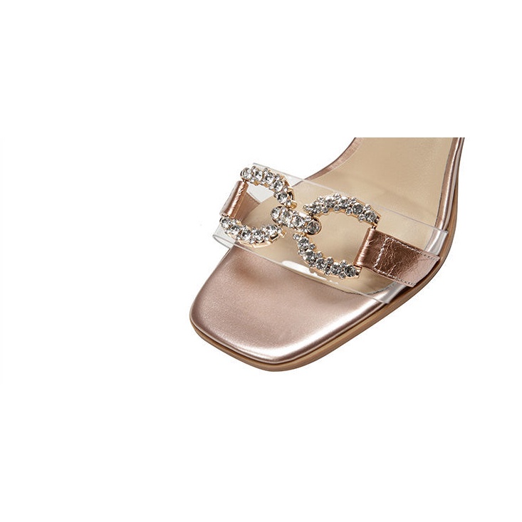 2023 new leisure fashion Roman rhinestone thick heel sandals female