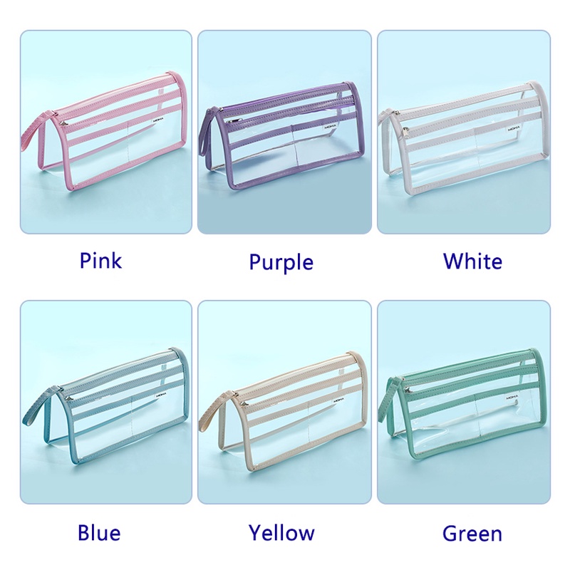 Túi Đựng Bút Trong Suốt Cỡ Lớn Hai Lớp Chống Thấm Nước Tiện Dụng Cho Học Sinh Ốp