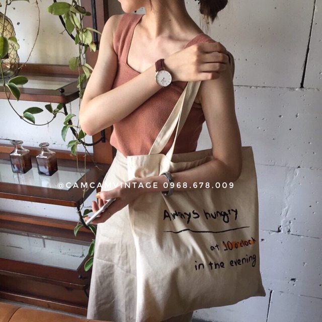 TÚI TOTE VẢI STYLE HÀN QUỐC - TÚI VẢI TRẮNG ULZZANG “books'