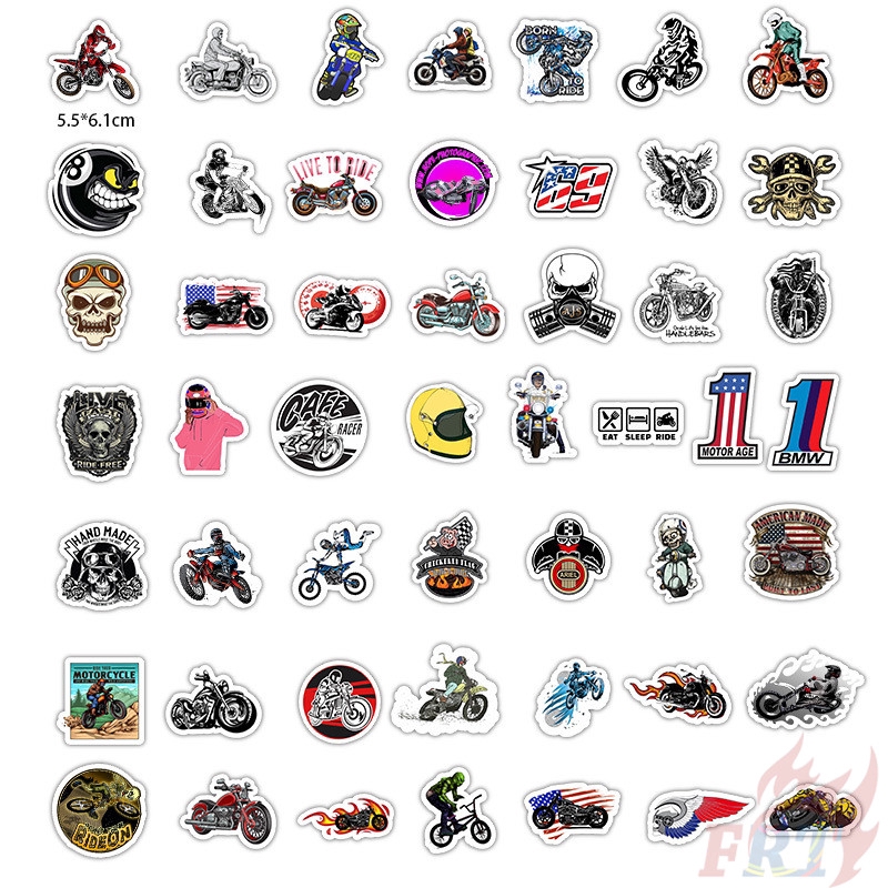 Set 50 nhãn dán họa tiết xe máy -Motor Age trang trí thủ công DIY