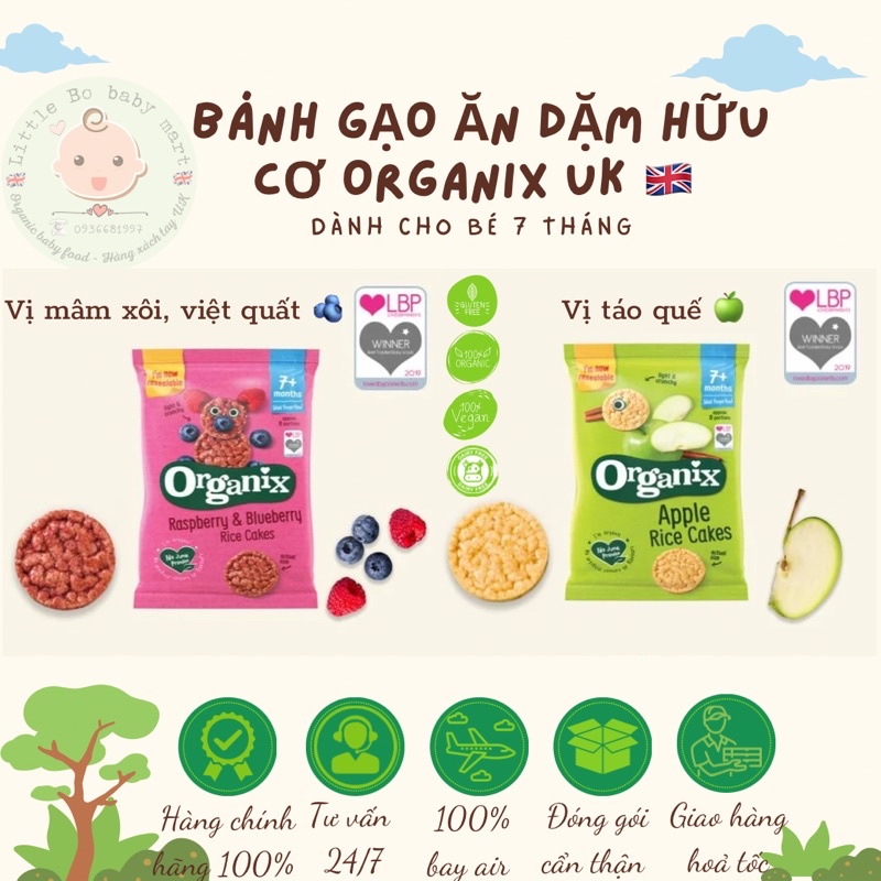 Bánh gạo ăn dặm hữu cơ cho bé 7 tháng tuổi
