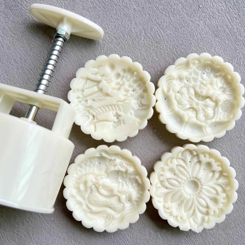 Khuôn trung thu lò xo 4 mặt hoa sen và cá 2022