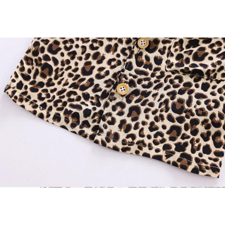 Set Đồ Mùa Hè 2 Món Bằng Cotton In Họa Tiết Da Báo Thời Trang Cho Bé Trai Sơ Sinh