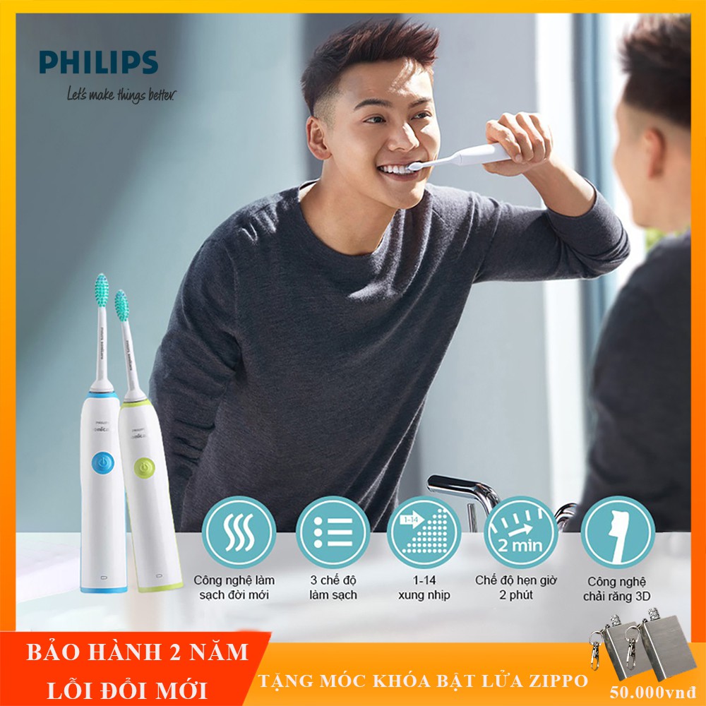 Bàn chải đánh răng điện Philips với 6 chế độ làm sạch, chức năng chống thấm nước toàn thân cùng 14 chế độ tự điều chỉnh.