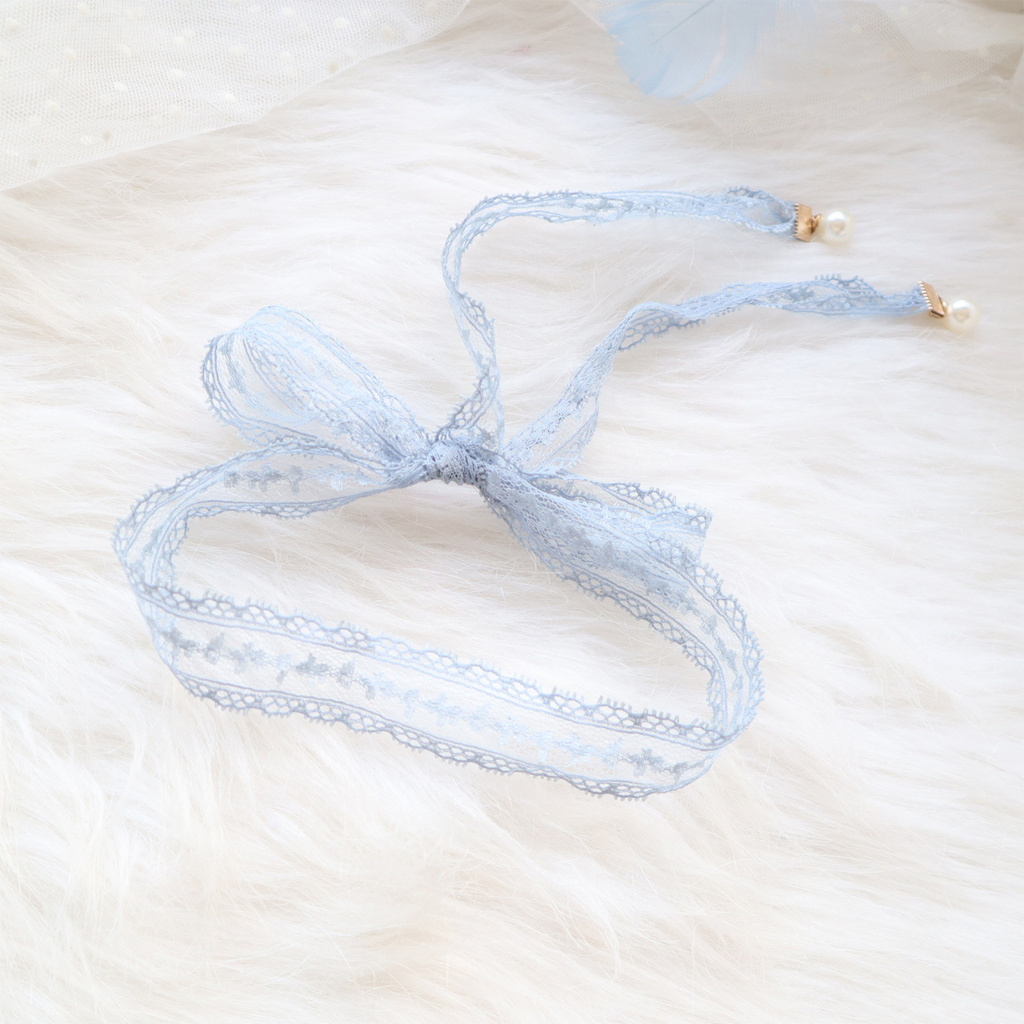 Vòng Cổ Choker Ren Đính Ngọc Trai Nhân Tạo Thời Trang