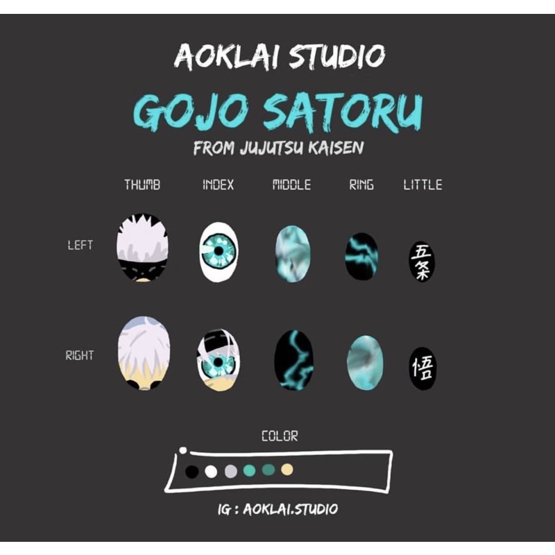 Móng úp tiện lợi hoạ tiết Gojo Satoru JJK